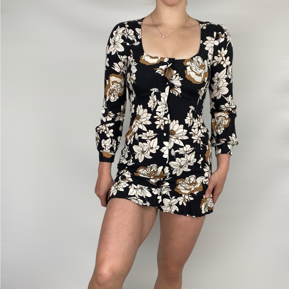 SALTWATER LUXE Floral Long Sleeve Button Down Mini Dress Bohemian